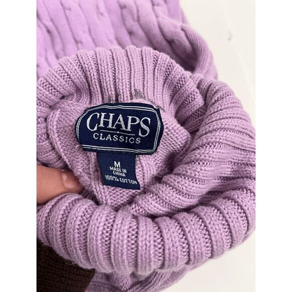 Chaps Womens Pullover Knitted Mock neck Sweater Purple Medium 100% Cotton - Picture 4 of 4